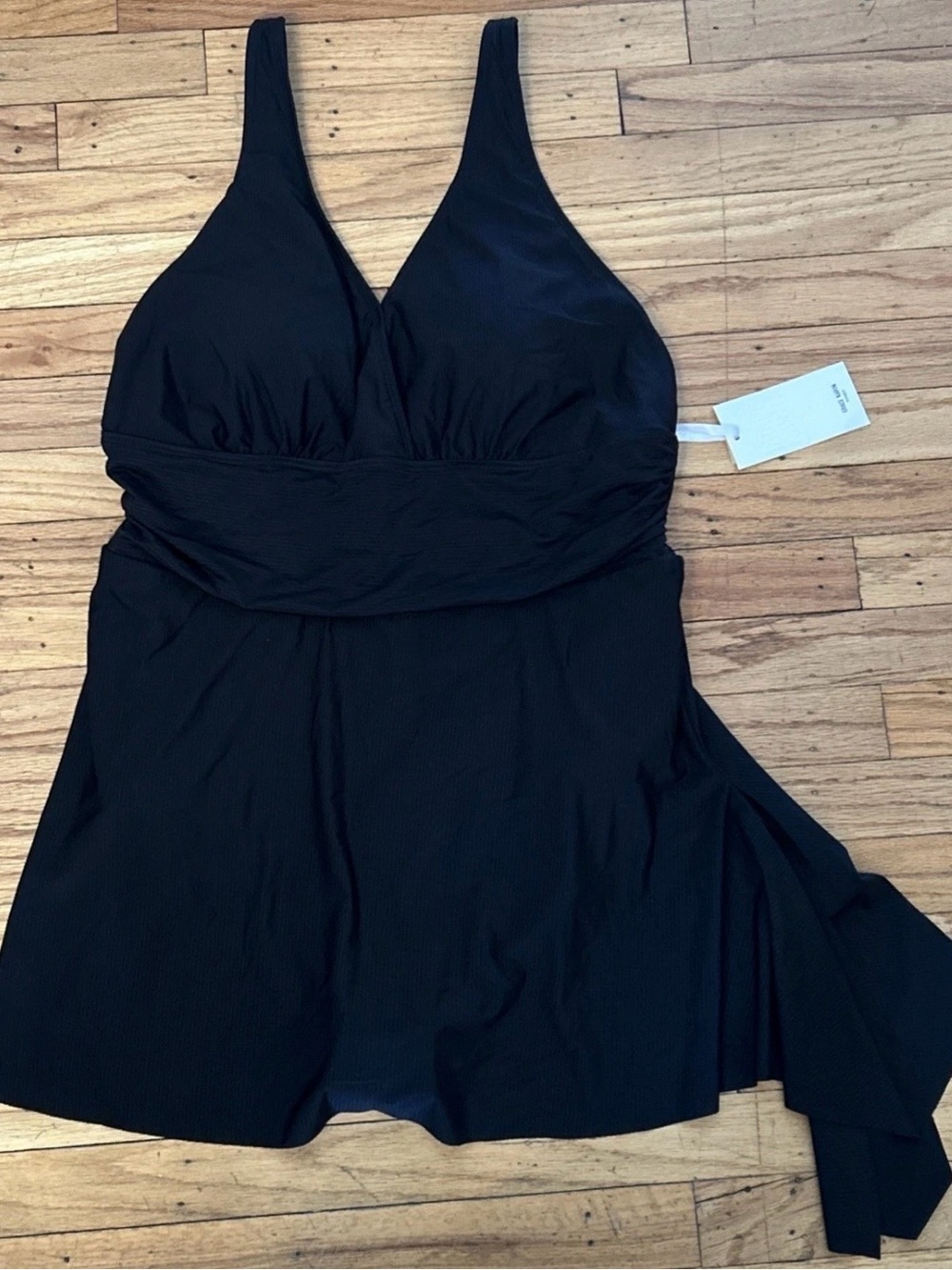 GRACE KARIN One Piece Tummy Control Tie Knot Swim Dress V-Neck Black Size XL